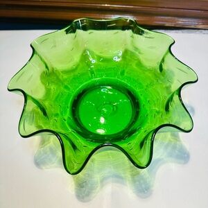 Viking Art Glass Epic Stockholm Bowl In Green. Vintage MCM Mid Century